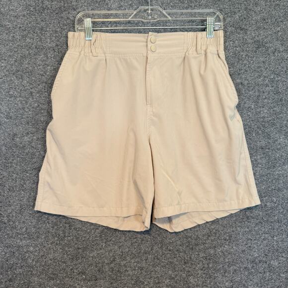Burlebo Shorts Mens Large Beige Elastic Waist Pockets Outdoors Casual Gorpcore - Picture 1 of 10